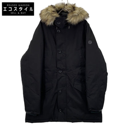 Men's Black Down Jacket with Fur Trim, XL