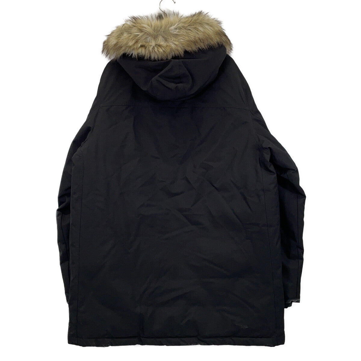 Men's Black Down Jacket with Fur Trim, XL