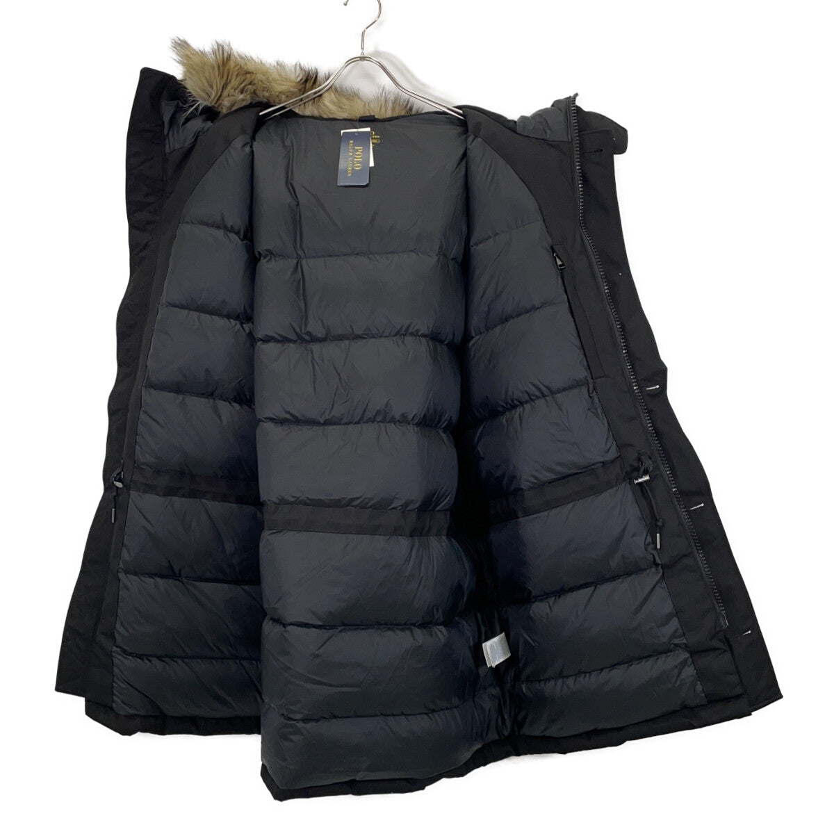 Men's Black Down Jacket with Fur Trim, XL