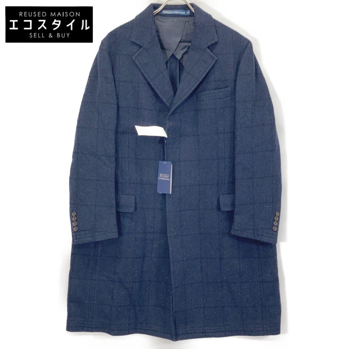 NAVY PS Paddock Wool Check Coat 44R Men's