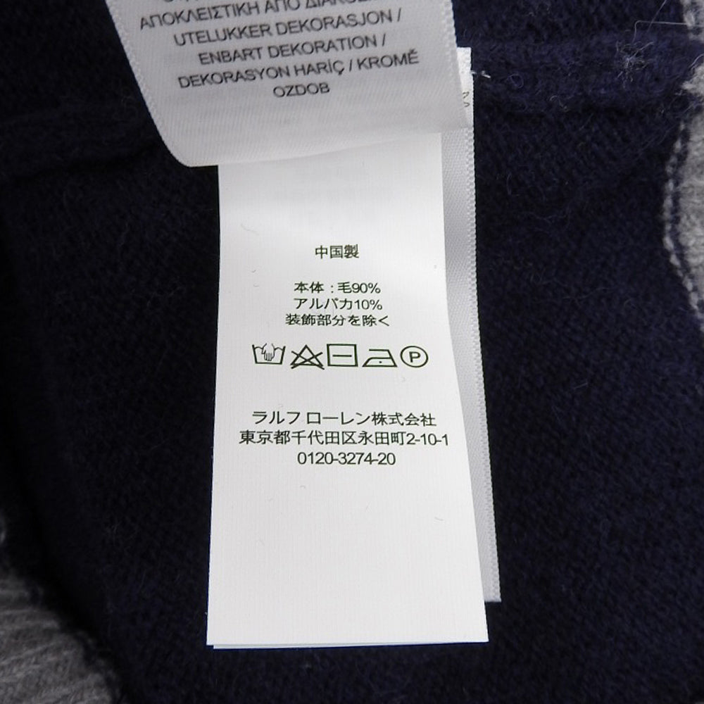 POLO RALPH LAUREN 保罗·拉尔夫·劳伦 几乎全新 羊驼毛混纺针织衫 男士 海军蓝×蓝色×灰色 XXL 710883132001 上衣