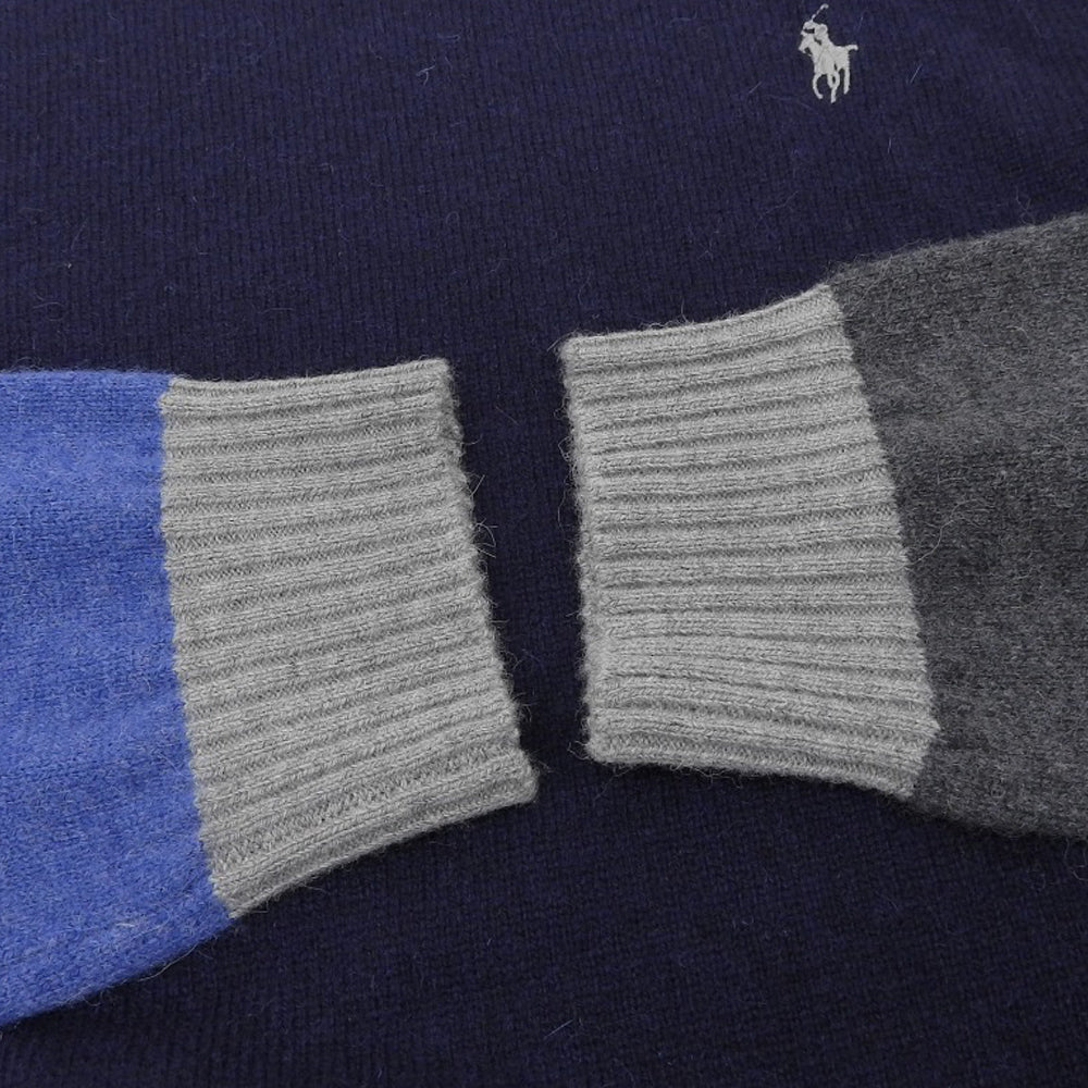 POLO RALPH LAUREN 保罗·拉尔夫·劳伦 几乎全新 羊驼毛混纺针织衫 男士 海军蓝×蓝色×灰色 XXL 710883132001 上衣