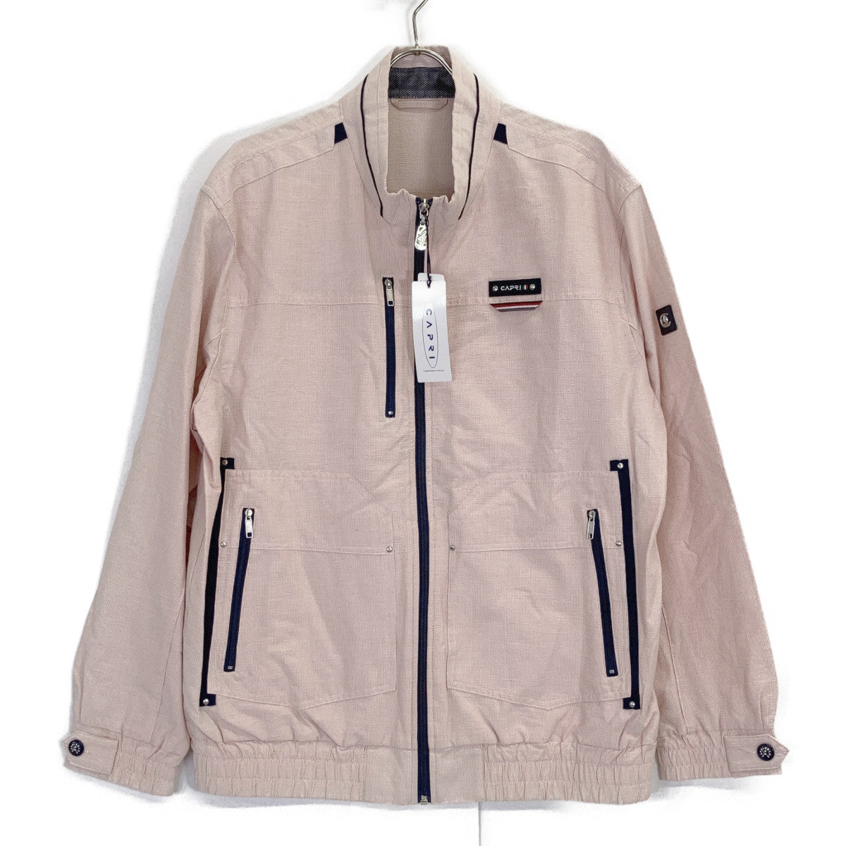 [BLUE] Pink Stand-Collar Zip-Up Jacket (Size 50, Men's)