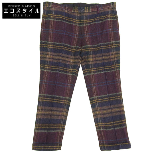 Excellent condition Alpaca Wool Plaid Pants Bottoms Men's Multicolor Purple Bottoms ― Men's