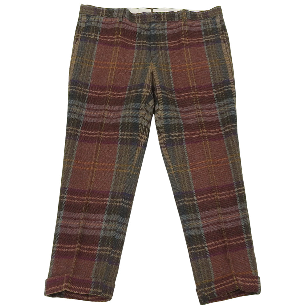 Excellent condition Alpaca Wool Check Pants Bottoms Men's Red-based Multicolor Bottoms ― Men's
