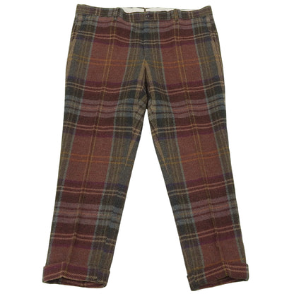 Excellent condition Alpaca Wool Check Pants Bottoms Men's Red-based Multicolor Bottoms ― Men's