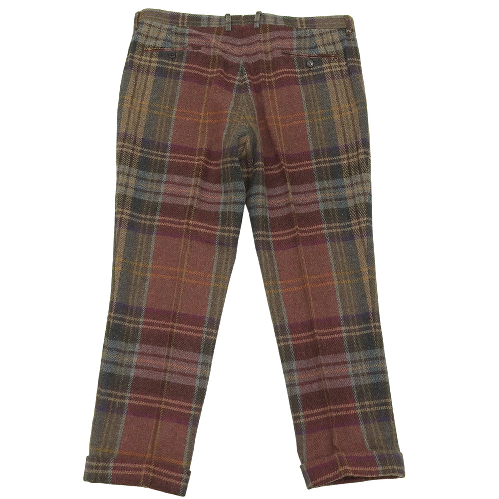 Excellent condition Alpaca Wool Check Pants Bottoms Men's Red-based Multicolor Bottoms ― Men's