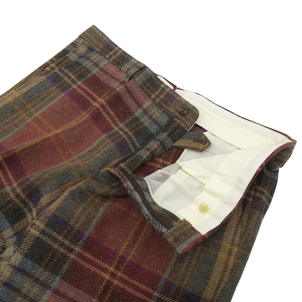 Excellent condition Alpaca Wool Check Pants Bottoms Men's Red-based Multicolor Bottoms ― Men's