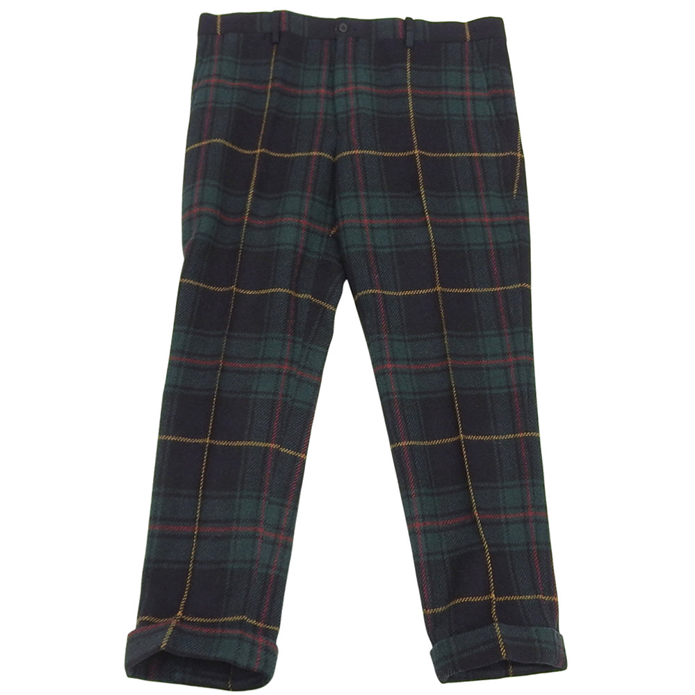 Excellent condition alpaca wool check pants, bottoms, men's, green x navy x red, bottoms - men's