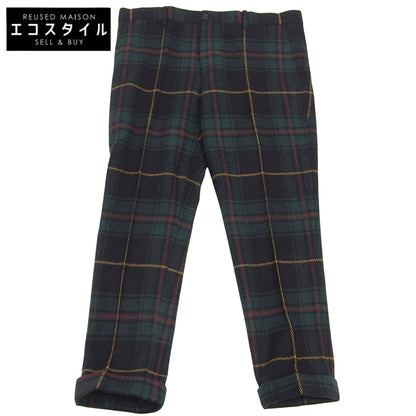 Excellent condition alpaca wool check pants, bottoms, men's, green x navy x red, bottoms - men's