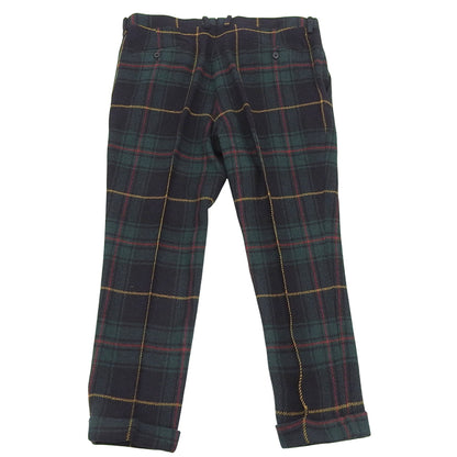 Excellent condition alpaca wool check pants, bottoms, men's, green x navy x red, bottoms - men's