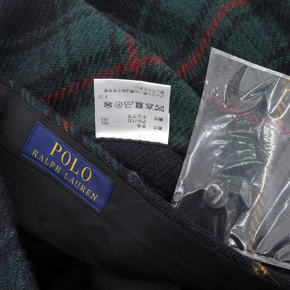 Excellent condition alpaca wool check pants, bottoms, men's, green x navy x red, bottoms - men's