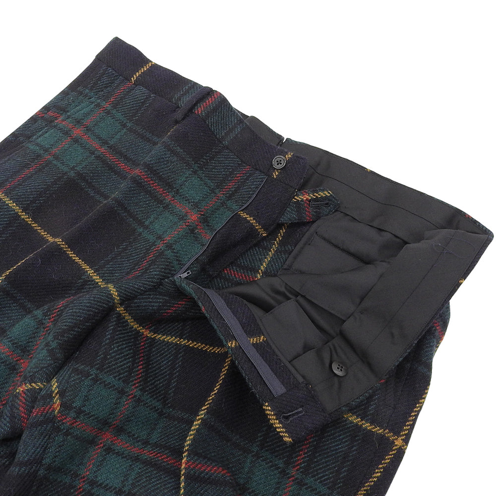 Excellent condition alpaca wool check pants, bottoms, men's, green x navy x red, bottoms - men's