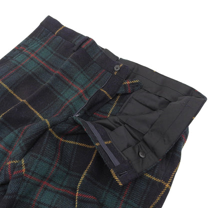 Excellent condition alpaca wool check pants, bottoms, men's, green x navy x red, bottoms - men's