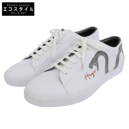Excellent Condition Hand-drawn Logo & Snake Motif Leather Sneakers Shoes Men's White 42 50459338 Shoes 42 Men's