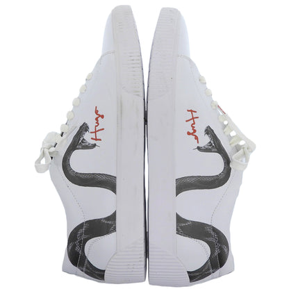 Excellent Condition Hand-drawn Logo & Snake Motif Leather Sneakers Shoes Men's White 42 50459338 Shoes 42 Men's