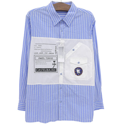 Like New Paneled Stripe Cotton Long Sleeve Shirt Top Men's Blue x White 7213125108 23SS Top 50 Men's