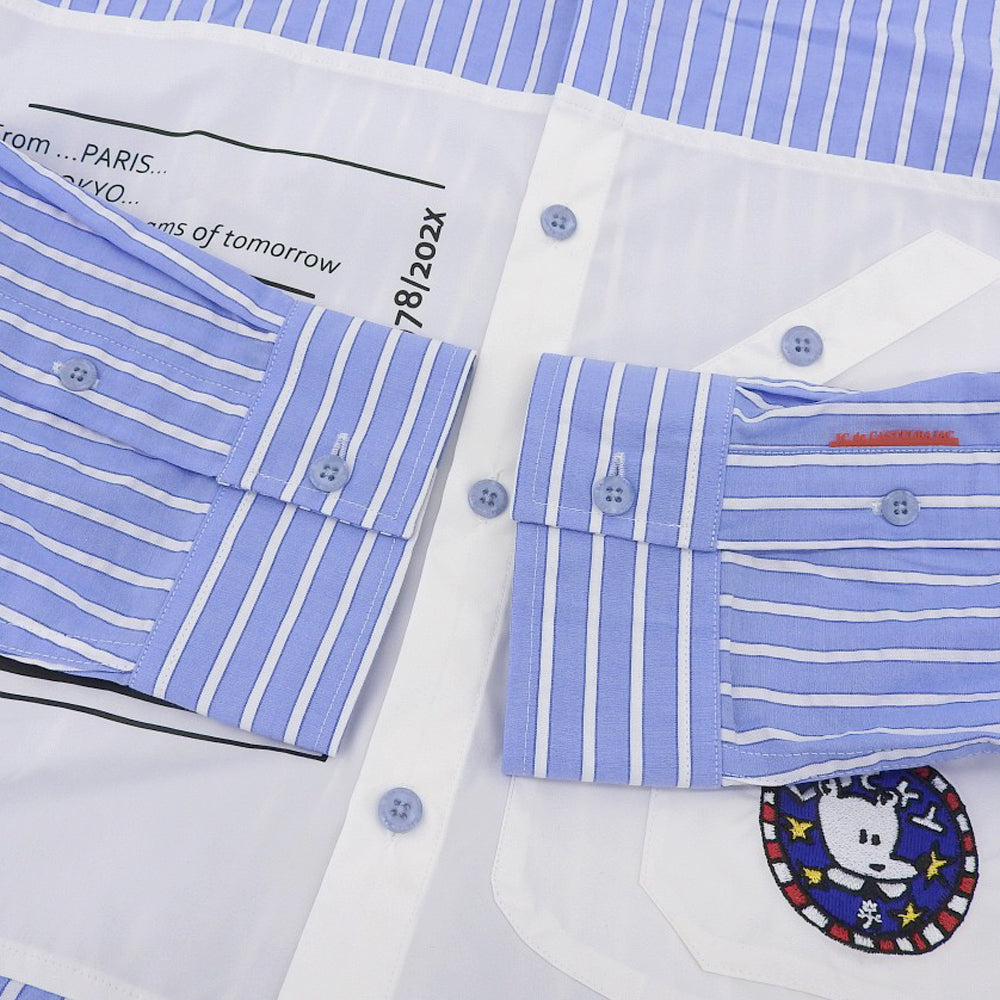 Like New Paneled Stripe Cotton Long Sleeve Shirt Top Men's Blue x White 7213125108 23SS Top 50 Men's