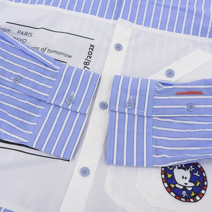 Like New Paneled Stripe Cotton Long Sleeve Shirt Top Men's Blue x White 7213125108 23SS Top 50 Men's