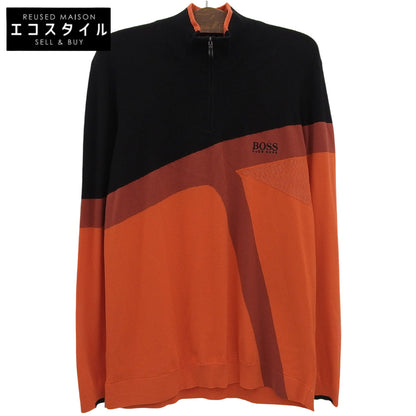 Like New Cotton Blend Half-Zip Sweater Top Men's Black x Orange XXL