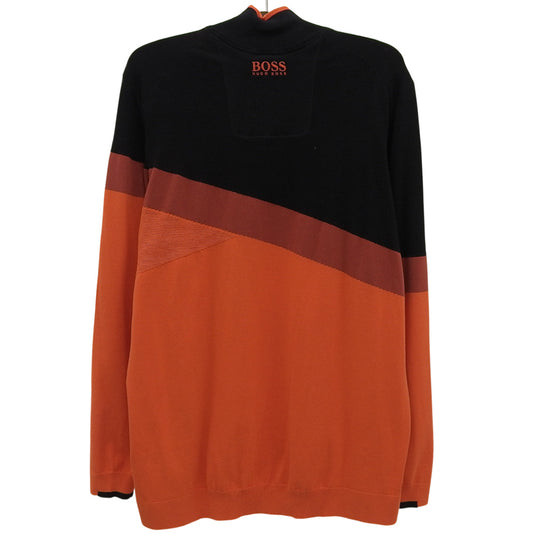 BOSS Boss Like new Cotton Blend Half-Zip Sweater Top Men's Black×Orange XXL Top