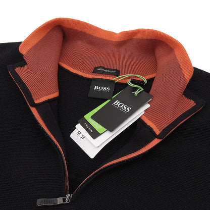 Like New Cotton Blend Half-Zip Sweater Top Men's Black x Orange XXL