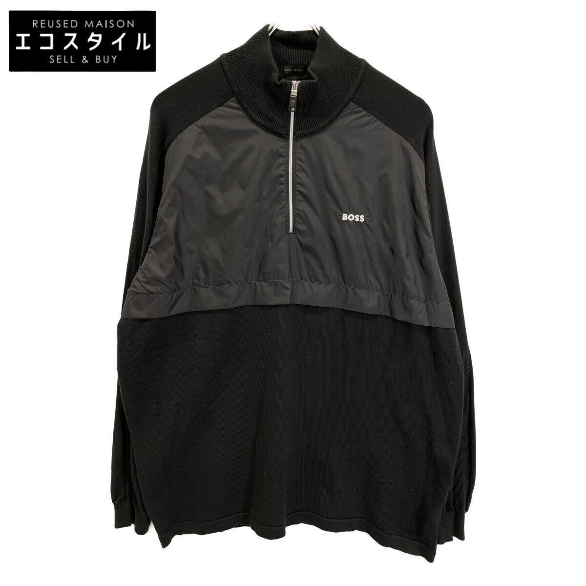 Black 50492590 Hybrid Zip-Neck Sweater Top XL Men's
