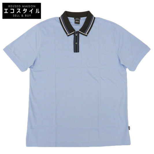 BOSS ボス 新品同様 コントラスト ストライプ ポロシャツ トップス メンズ ブルー XXL 50513366 トップス