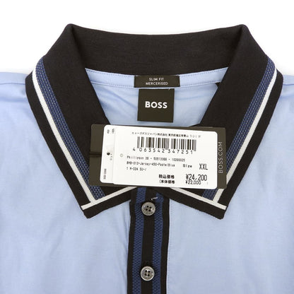 BOSS 波士 全新同款 对比条纹马球衫 男式上衣 蓝色 XXL 50513366 上衣
