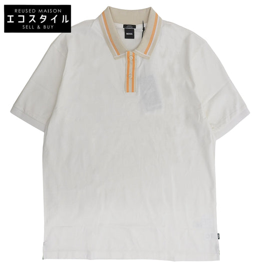 BOSS ボス 新品同様 コントラスト ストライプ ポロシャツ トップス メンズ ホワイト XXL 50513366 トップス
