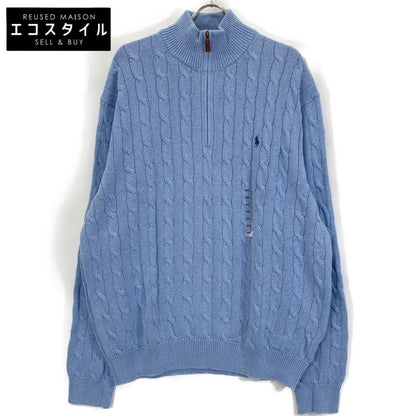 Light Blue Half-Zip Cable Knit Sweater Top XXL Men's