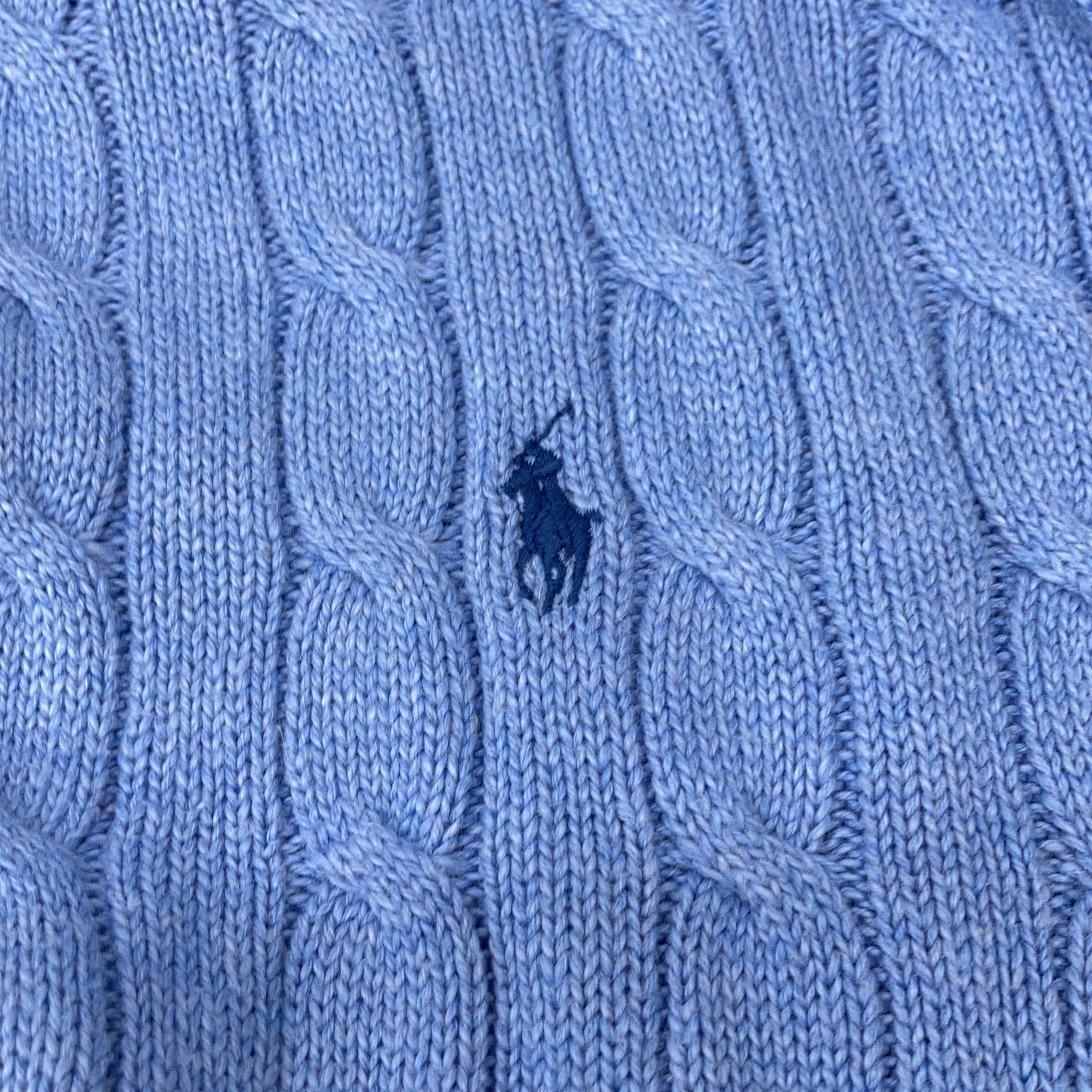 Light Blue Half-Zip Cable Knit Sweater Top XXL Men's