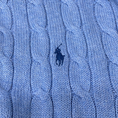 Light Blue Half-Zip Cable Knit Sweater Top XXL Men's