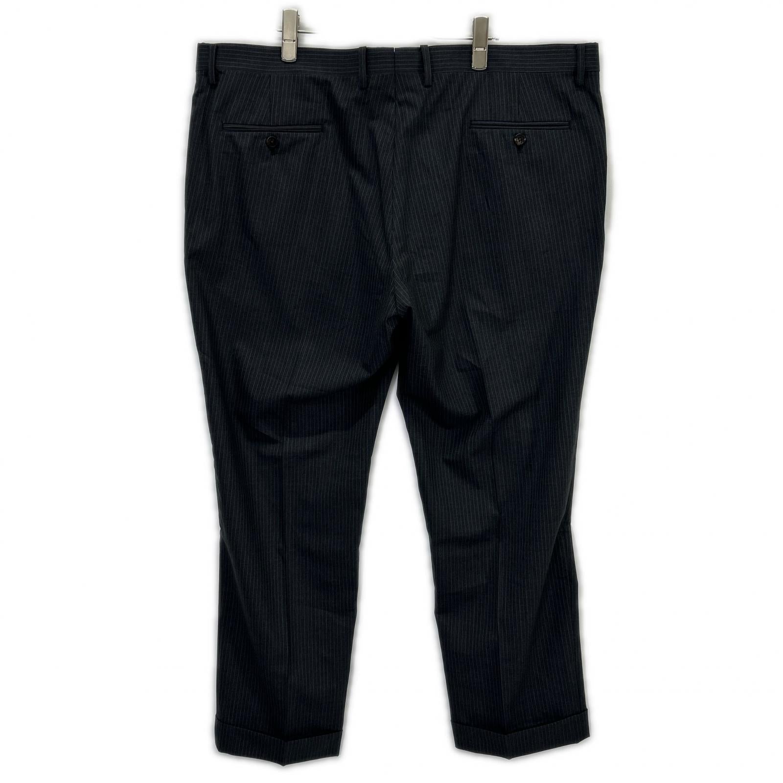 POLO RALPH LAUREN 保罗拉夫劳伦 灰色×蓝色 羊毛 条纹 直筒裤 下装 34