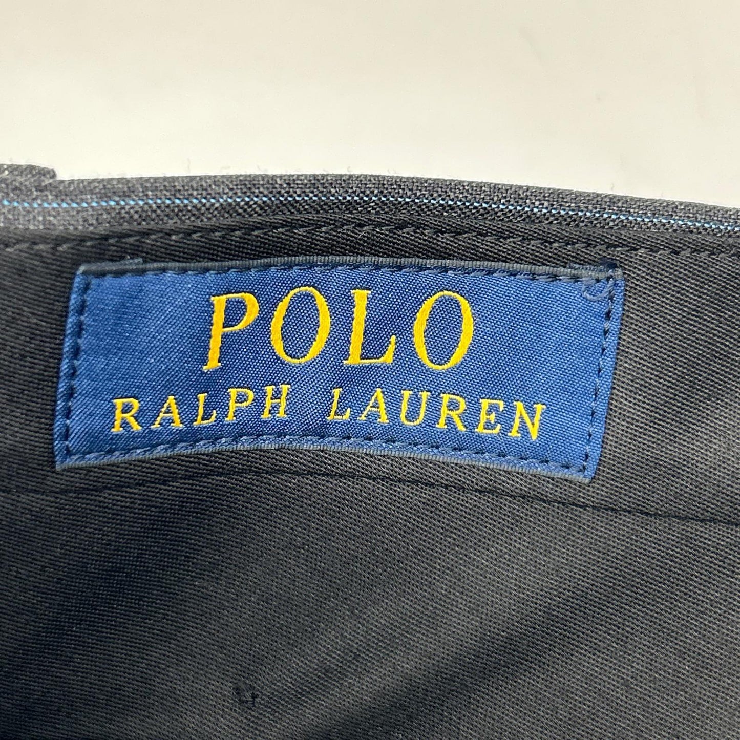 POLO RALPH LAUREN 保罗拉夫劳伦 灰色×蓝色 羊毛 条纹 直筒裤 下装 34