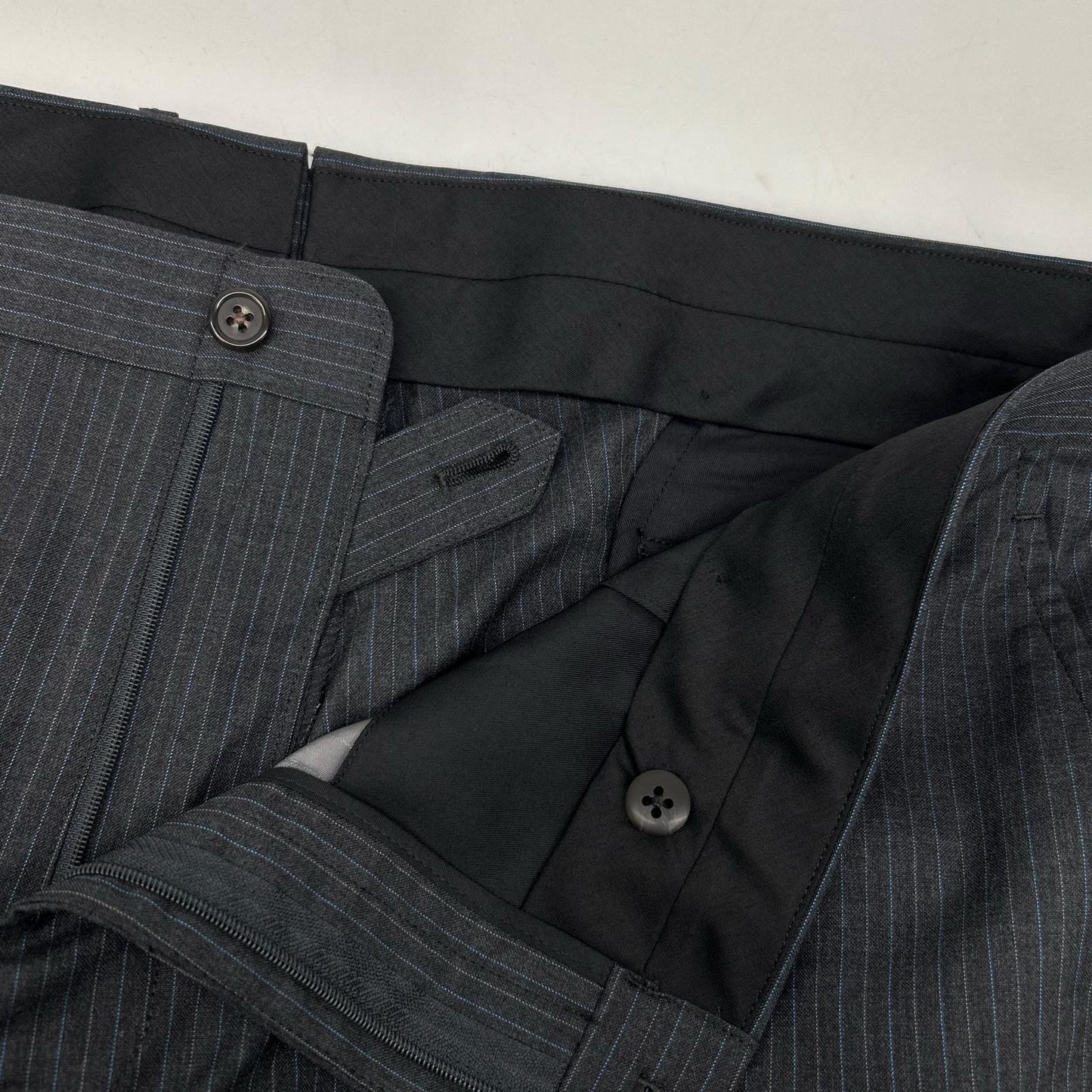 POLO RALPH LAUREN 保罗拉夫劳伦 灰色×蓝色 羊毛 条纹 直筒裤 下装 34