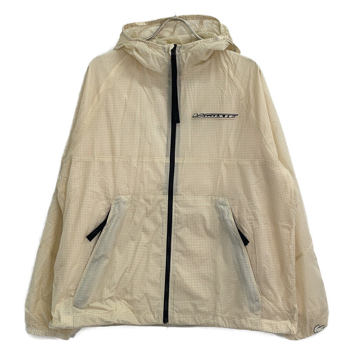 Lacoste BH0122-99 Beige grid nylon zip-up jacket Jacket