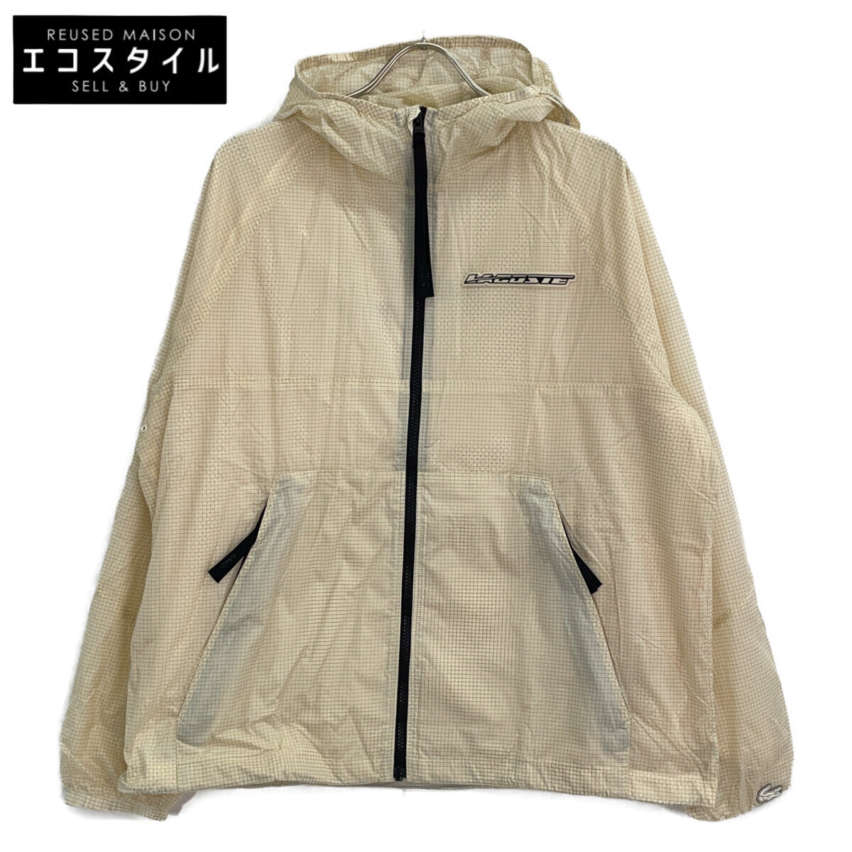Lacoste BH0122-99 Beige grid nylon zip-up jacket Jacket