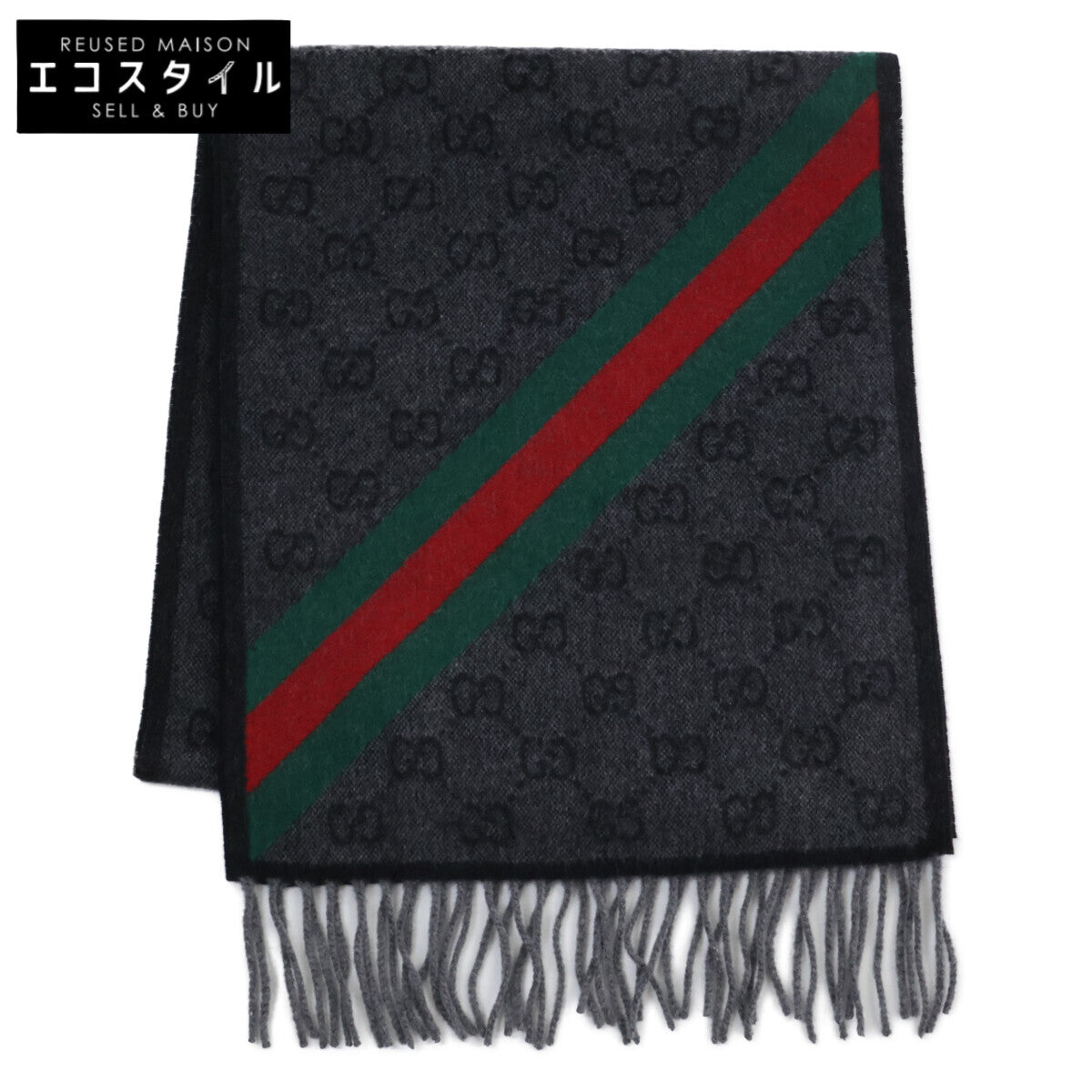 [Like new/Domestic genuine product] 570603 GG pattern Sherry line wool fringe scarf for men
