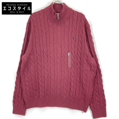 POLO RALPH LAUREN Bordeaux Cotton Half-Zip Cable Sweater Top XXL