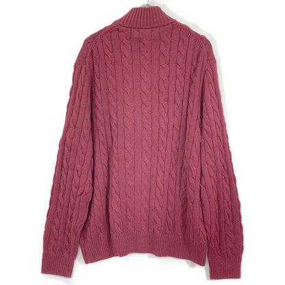 POLO RALPH LAUREN Bordeaux Cotton Half-Zip Cable Sweater Top XXL
