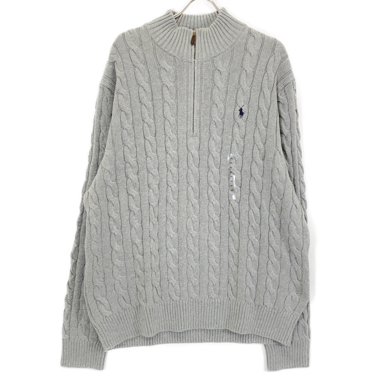 POLO RALPH LAUREN ポロ ラルフローレン グレー コットン ハーフZIP ケーブル セーター トップス