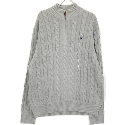 POLO RALPH LAUREN ポロ ラルフローレン グレー コットン ハーフZIP ケーブル セーター トップス