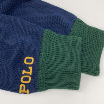 NAVY x GREEN COTTON LETTERED KNIT CARDIGAN Top XXL Men's