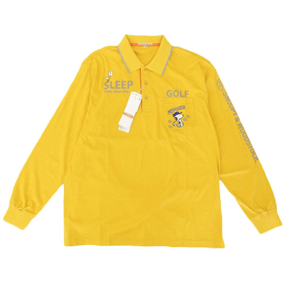 SPORT Unused Snoopy Long Sleeve Polo Shirt Golf Wear Top Men's Yellow 50 723237 104 Top 50 Men's