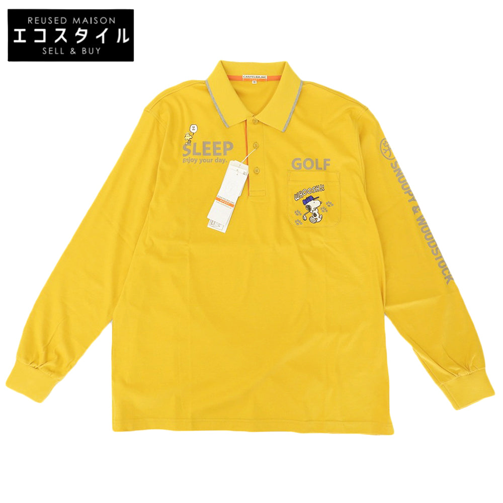 SPORT 未使用 史努比 长袖 马球衫 高尔夫服装 上衣 男士 黄色 50 723237 104 上衣 50 男士