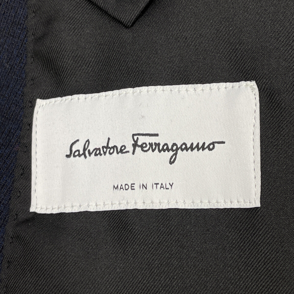 Salvatore Ferragamo 萨尔瓦托雷·菲拉格慕 0701505 海军蓝 羊毛 丝绒领 大衣