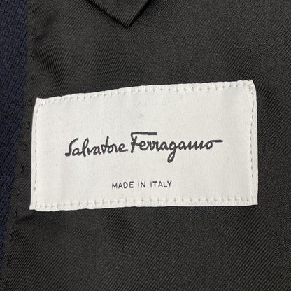 Salvatore Ferragamo 萨尔瓦托雷·菲拉格慕 0701505 海军蓝 羊毛 丝绒领 大衣