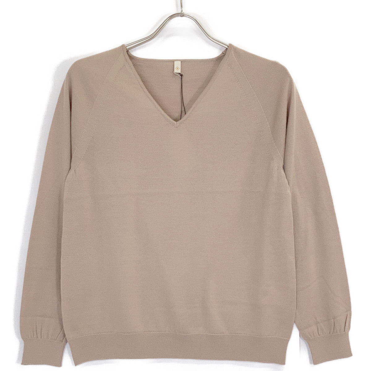 Itoi KIKU 10IT-WC1001 Beige Wool-Cashmere V-Neck Knit Top 2 Women's