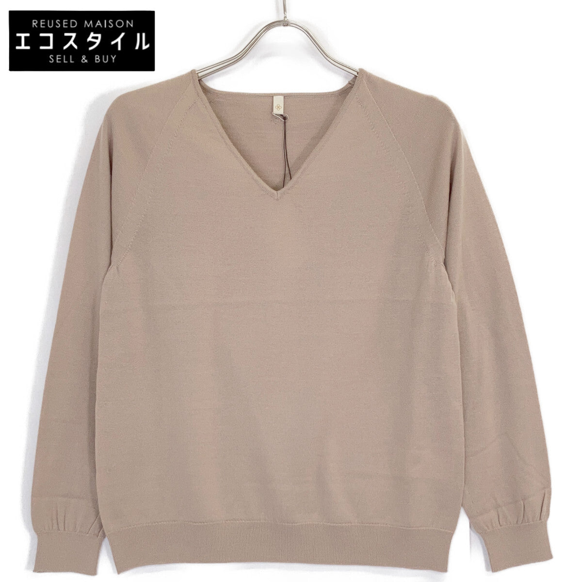Itoi KIKU 10IT-WC1001 Beige Wool-Cashmere V-Neck Knit Top 2 Women's